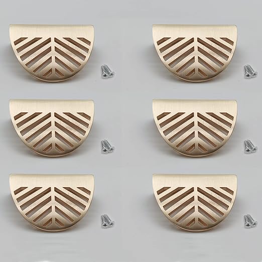 Cabinet Knobs and Handles, Drawer Pulls,Drawer Pulls Leaf Shape with Screws,Zinc Alloy,Gold Cabinet Pulls,2.36" Length 1.26" Hole Centers,6pcs