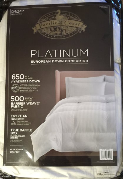 Pacific Coast Platinum European Down Comforter - Year Round Comfort FullQueen
