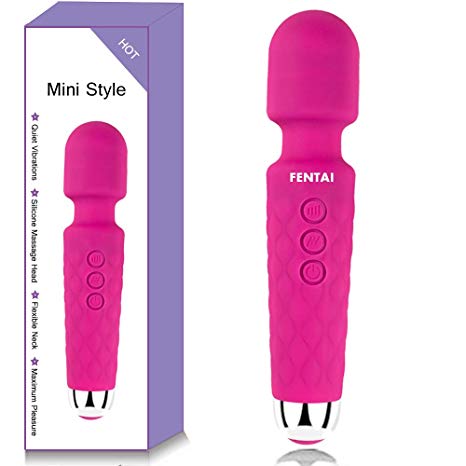 Mini Wand Massager, Powerful Handheld Massage Wand with 20 Vibration Modes, Therapeutic Cordless Rechargeable Waterproof Body Massager for Women