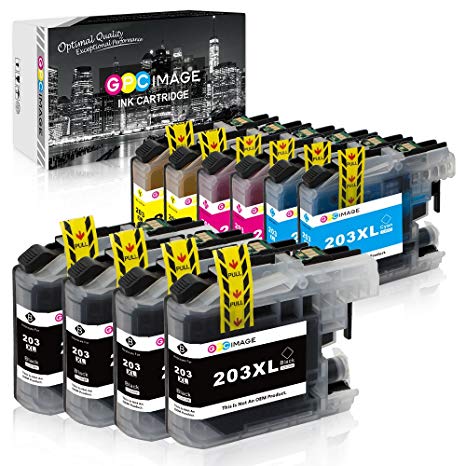 GPC Image 10 Pack Compatible Ink Cartridge Replacement for Brother LC203XL LC203 for Brother MFC-J480DW MFC-J485DW MFC-J680DW MFC-J880DW MFC-J4620DW MFCJ5720DW (4 Black,2 Cyan,2 Magenta,2 Yellow)