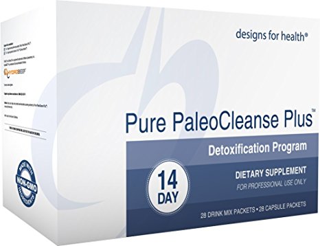 Designs for Health - Pure PaleoCleanse Plus 14 Day Detox Program - Bone Broth Protein   Green Tea   Alkalizing Vegetables for Liver Support, 28 Packs