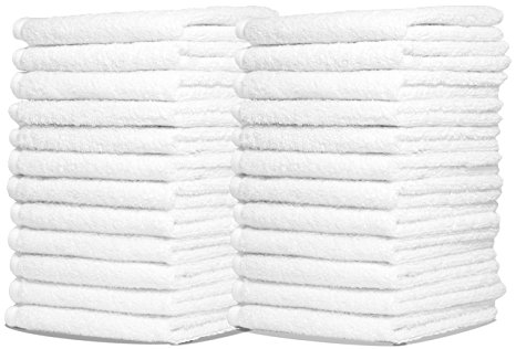 Wash Cloth Towels by Royal, 60-Pack, 100% Natural Cotton, 12 x 12, Soft and Absorbent, Machine Washable, White (60-Pack)