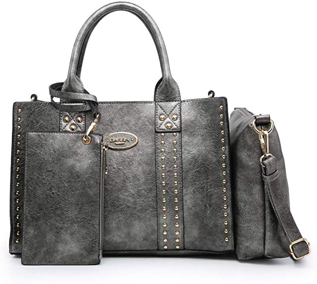 Women Vegan Leather Handbags Fashion Satchel Bags Shoulder Purses Top Handle Work Bags 3pcs Set