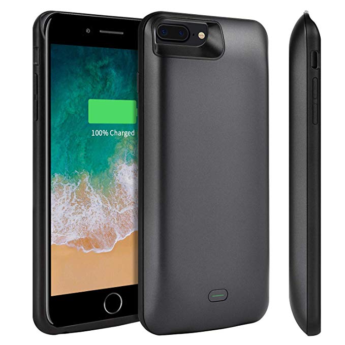 iPhone 7 Plus/8 Plus Battery Case, BStrive 7500mAh Slim Black Charging Case Portable Protective Extended Battery Pack Backup Charger Case for iPhone Apple 7plus/8plus/6plus(5.5Inch)