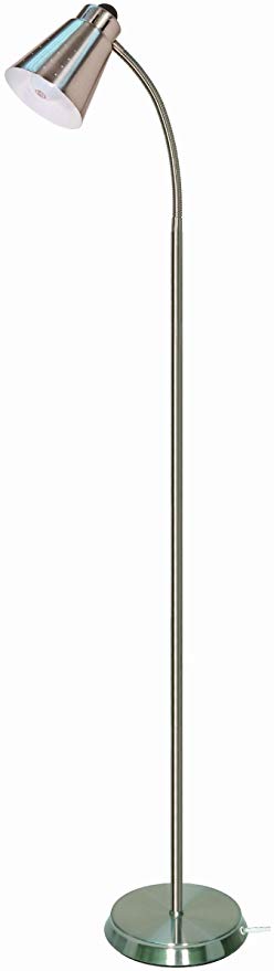 Satco Products 60/831 Goose Neck Floor Lamp, Brushed Nickel