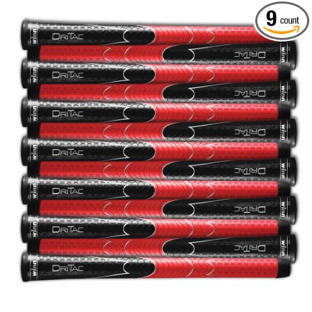 SET OF 9 or 13 WINN DRITAC AVS STANDARD BLACK / RED GOLF GRIP. 5DT-BRD