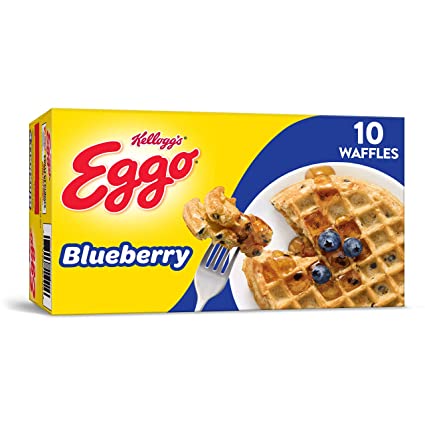 Kellogg’s Eggo, Blueberry, Frozen Waffles, Easy Breakfast, 12.3 oz Box (10 Count)