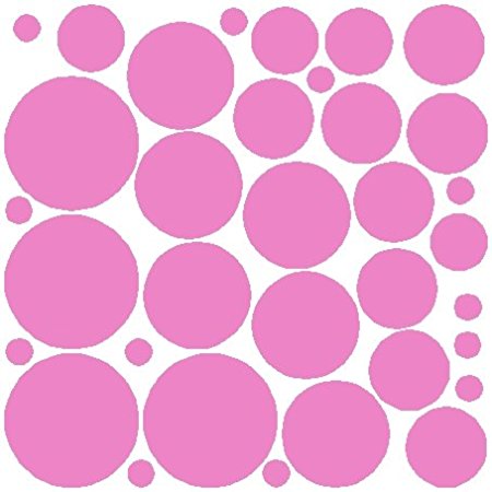 34 Soft Pink Polka Dot Wall Stickers Removable Dot Wall Decals