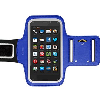 KHOMO Amazon Fire Phone Armband Case - Sweat Proof Sport Armband  Key Holder for Amazon Fire Phone - Blue