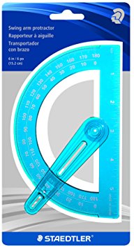 Staedtler 5685415BK black Plastic Protractor with Swing Arm-6"