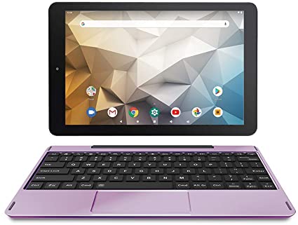 RCA Tablet Quad-Core 2GB RAM 32GB Storage IPS HD Touchscreen WiFi Bluetooth with Detachable Keyboard Android 9 Pie (Lavender)