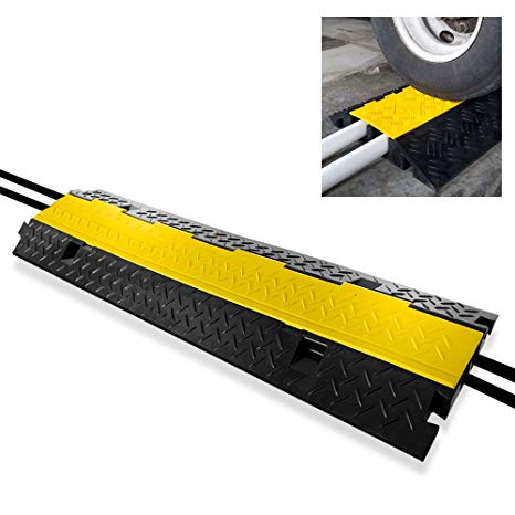 Durable Cable Protective Ramp Cover - Supports 44000lbs Dual Channel Heavy Duty Cord Protection w/Flip-Open Top Cover, 39.4” x 9.64” x 1.57” Cable Concealer for Indoor Outdoor Use - Pyle PCBLCO103