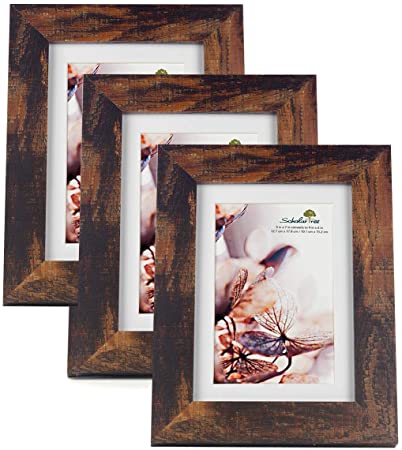 Scholartree Wooden Brown 5x7 Picture Frame 3 Set in 1 Pack or 5x7 Frame or 11x14 Photo Frame