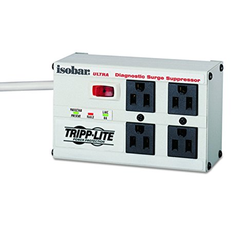 Tripp Lite Isobar 4 Outlet Surge Protector Power Strip, 6ft Cord Right Angle Plug, & $50K INSURANCE (ISOBAR4ULTRA)