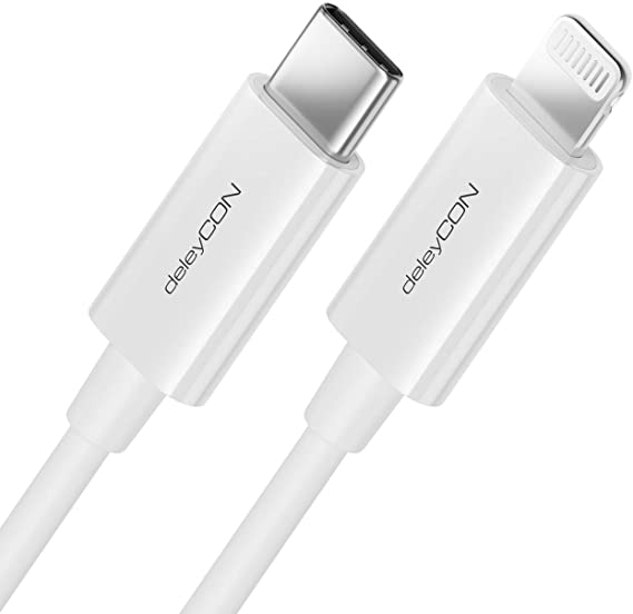 deleyCON 0.5m (1.64 ft.) USB-C to Lightning Charging and Data Cable Fast Charging MFI-Certified for Apple iPhone iPad iPod 8Pin Lightning Connector Power Delivery - White