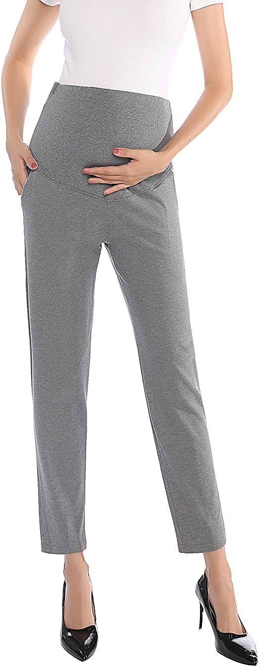 Maternity Pants Comfortable Stretch Over-Bump Women Pregnancy Casual Capris for Work