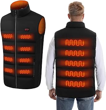 WIOR Heated Vest for Men Women, Size Adjustable Electric Heated Jacket Sleeveless Unisex Heated Warm Clothing with 21 Heating Zones and 3 Heating Levels for Hiking Fishing, Battery Pack Not Included