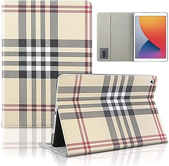 Vofolen for iPad 9th Generation Case, with Folding Stand Card Slot, Premium Leather Classic Plaid Cover Auto Wake/Sleep Smart Tablet Cover for iPad 9th/8th/7th Generation Case (2021/2020/2019)