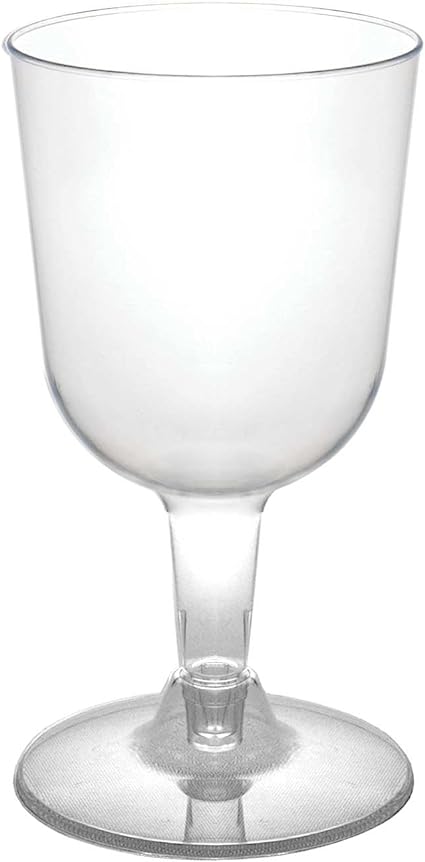 Party Essentials Hard Plastic Two Piece 5.5-Ounce Wine Glasses, 100-Count, Clear