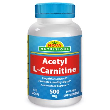 Acetyl L-Carnitine 500 mg 120 Vcaps by Nova Nutritions