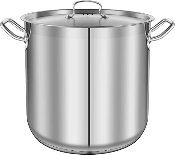 Nutrichef Stainless Steel Cookware Stockpot, 35 Quart Heavy Duty Induction Soup Pot With Stainless Steel Lid And Strong Riveted Handles, Even Heat Distribution, Compatible With Most Cooktops