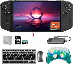 LENOVO Legion Go 512GB Gaming Handheld 8.8-inch Touchscreen 144Hz 2K QHD AMD Ryzen Z1 Extreme Processor, Black Ice Wireless Pro Controller, Hub, 128GB MicroSD, Keyboard & Mouse, 8 in 1 Bundle