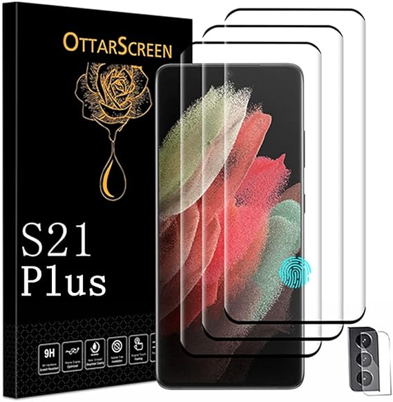 Galaxy S21 Plus Screen Protector, 3 Pack Tempered Glass Screen Protector【3 1 Pack】Camera Lens Protector, Compatible Fingerprint,9H Hardness Tempered Glass Screen Protector for Samsung Galaxy S21  Plus 5g