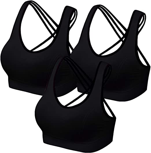 Lataly 3 Packs Sports Bras for Women Running and Yoga Bra Wire-Free Plus Size Clothes…