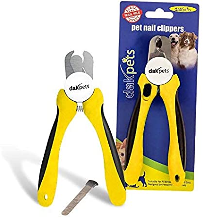 DakPets Professional-Grade Dog Nail Clippers Set with Protective Guard, Safety Lock and FREE Nail File - Suitable for Medium and Large Breed Yellow