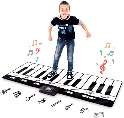 Abco Tech Giant Piano Mat - Jumbo Floor Keyboard with Play, Record, Playback and Demo Modes - New Look - 8 Different Musical Instruments Sound Options - 70in Play Mat - 24 Keys (Standard)