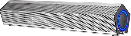 Sanyun SW010 Computer Speakers, Wired USB Powered Mini Sound Bar, Bluetooth 5.0, USB-A Connection with Built-in 16-bit DAC for Power and Audio, 8W Stereo Sound for PC Desktop Laptop, Grey