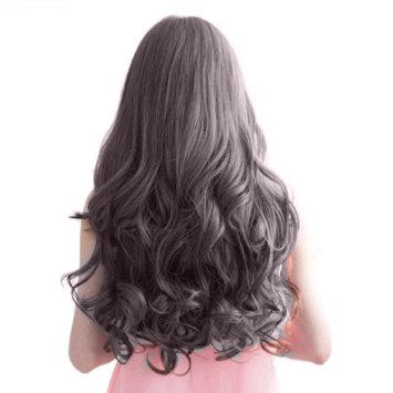 Sinsun 29" Long Curly Wavy Wigs for Women Ladies ,6 Clips In On Hair Extensions Full Head, Dark Brown
