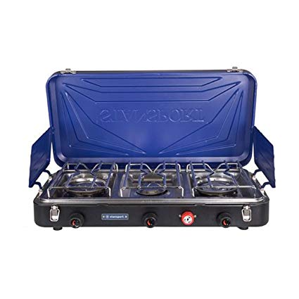 Stansport Outfitter Series 3-Burner Propane Stove, Blue/Silver/Black