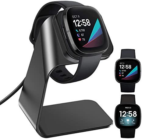 KIMILAR Charger compatible with Fitbit Sense/Fitbit Versa 3, Exclusive Desktop Stand Holder Charge Cable Charger Dock compatible with Fitbit Versa 3 / Fitbit Sense Smartwatch, Black