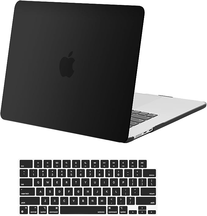 MOSISO Compatible with MacBook Air 15 inch Case 2023 Release A2941 M2 Chip with Liquid Retina Display & Touch ID, Protective Plastic Hard Shell Case & Keyboard Cover Skin, Black