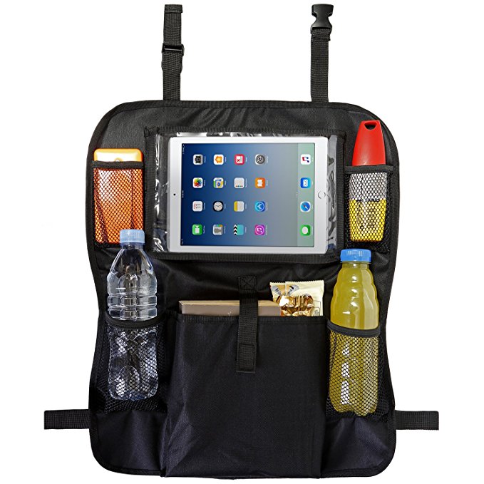 Car Back Seat Organiser Kids with Tablet Holder iPad Kick Mat Protector Storage