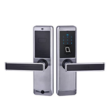 HARFO HL30 Keyless Touchscreen Keypad Door Lock with Capacitive Fingerprint Scanner, Perfect for Office & Home (Silver)