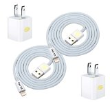 2pack 1m Heavy Duty Lightning Cables w 2 Wall Chargers for iPhone iPad - White