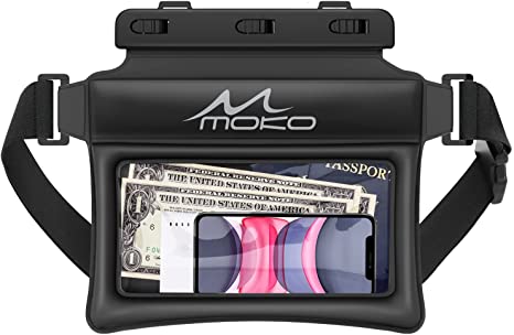 MoKo Waterproof Phone Pouch Fanny Pack, Floating Dry Bag for Swimming Kayaking Snorkeling, Compatible with iPhone 13/13 Pro Max/12/12 Pro Max/11 Pro Max, Galaxy S21 Ultra/S9/Note 10 Plus