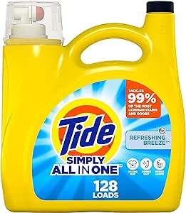 Tide Simply Liquid Laundry Detergent, Refreshing Breeze, 168 oz, 128 Loads