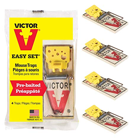 Victor Easy Set Mouse Traps that Work - Pack of 4 - Effective Pest Control Indoors & Outdoors #M032