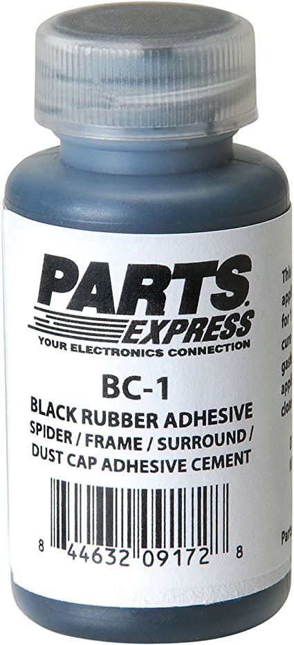 Black Rubber Cement Speaker Repair Glue 1 oz. Bottle by Parts Express