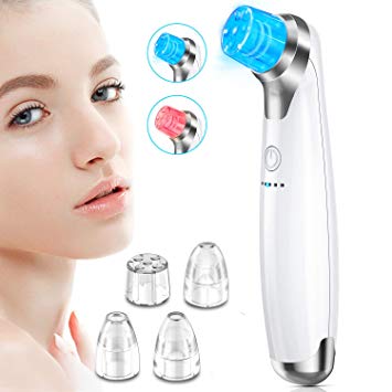 [Upgraded Version] BESTOPE Blackhead Remover with Red Blue Light Pore Cleanser Extractor Tool Kit with 5 Probe Heads 2 Blackhead Extractor Electric Facial Pore Cleanser