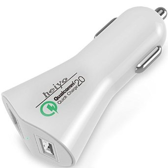 Quick Car Charger,Heiyo™Quick Car Charger, 30W 2 Smart Ports Quick Charge Turbo Rapid Cigarette Car kits Charger Adapter for Apple iPhone 6 Samsung Motorola and more(White)