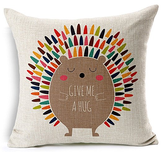 Hedgehog Embrace Cotton Linen Throw Pillow Case Cushion Cover Home Office Decorative 18inch X 18 Inch (6)