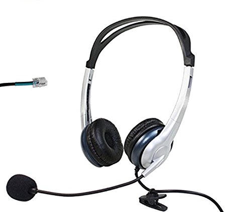 Voistek A2K20HS Dual Ear Call Center Telephone Headset with Noise Canceling Microphone