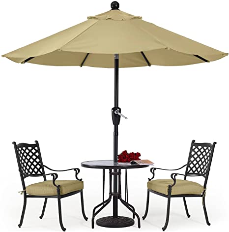 ABCCANOPY 7.5' Patio Umbrella Table Market Umbrella with Push Button Tilt for Garden, Deck, Backyard and Pool,Khaki