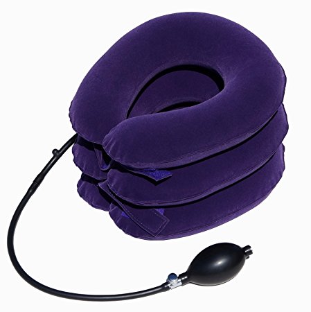 Cervical Neck Traction Stretcher Device for Neck & Shoulder Pain by AcuTech - #1 Doctors Recommended Best Relief for Chronical Neck & head Pain–Improved Therapeutic Inflatable Cervical Traction Pillow