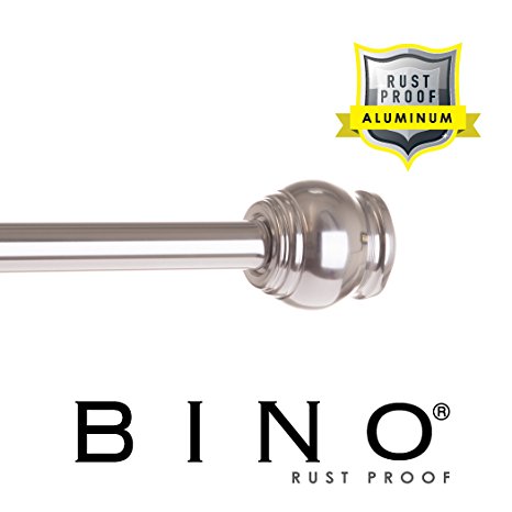 BINO 'Arundel' Rust Proof Aluminum Shower Curtain Tension Rod, Brushed Nickel - 42" to 72" - Adjustable Bathroom Stall Tension Pole …