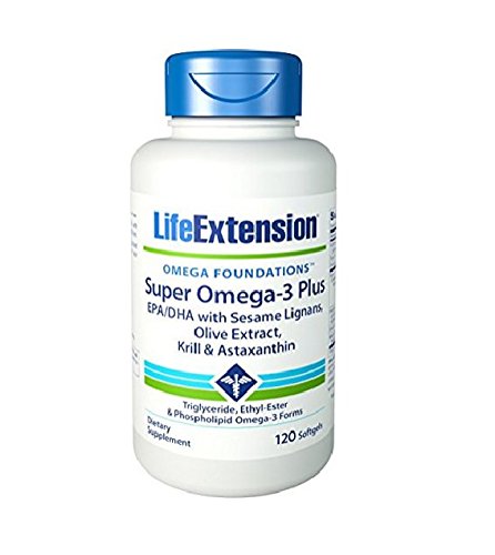 Life Extension Super Omega-3 Plus EPA/DHA With Sesame Lignans, Olive Extract, Krill and Astaxanthin, 120 Count